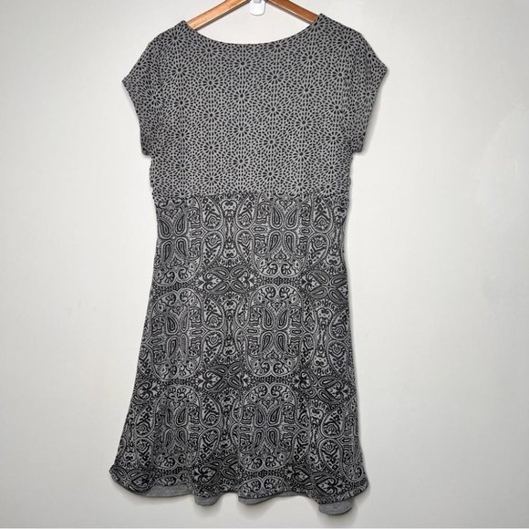 Athleta Womens Size Large Grey Dhara Paisley Double Layer Burnout Dress Casual - Picture 2 of 8